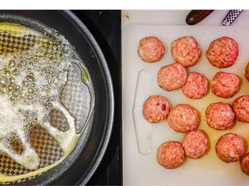 Obrázek receptu na masové kuličky s bramborovou kaší.