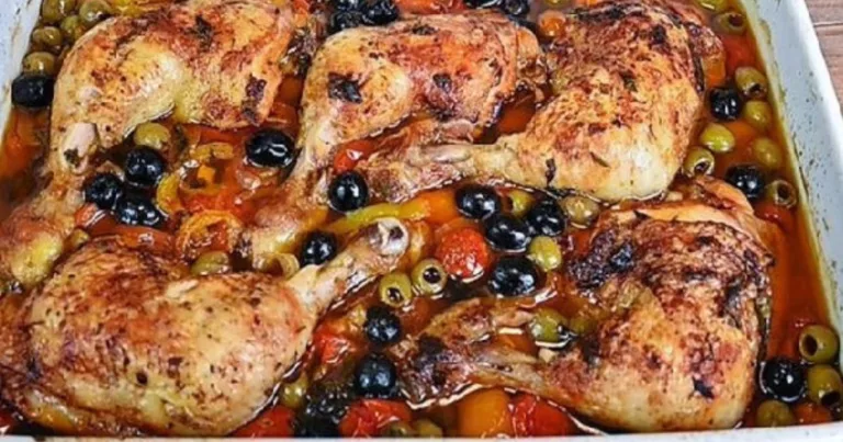 Obrázek receptu na kuře z jednoho plechu s olivami.