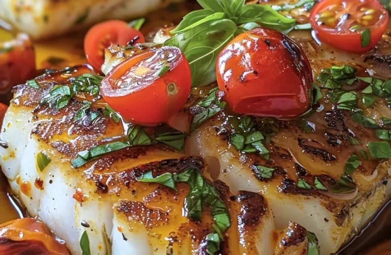 Středomořská treska pečená v rajčatově bazalkové omáčce