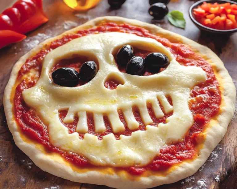 Lebková pizza kostlivce na Halloween