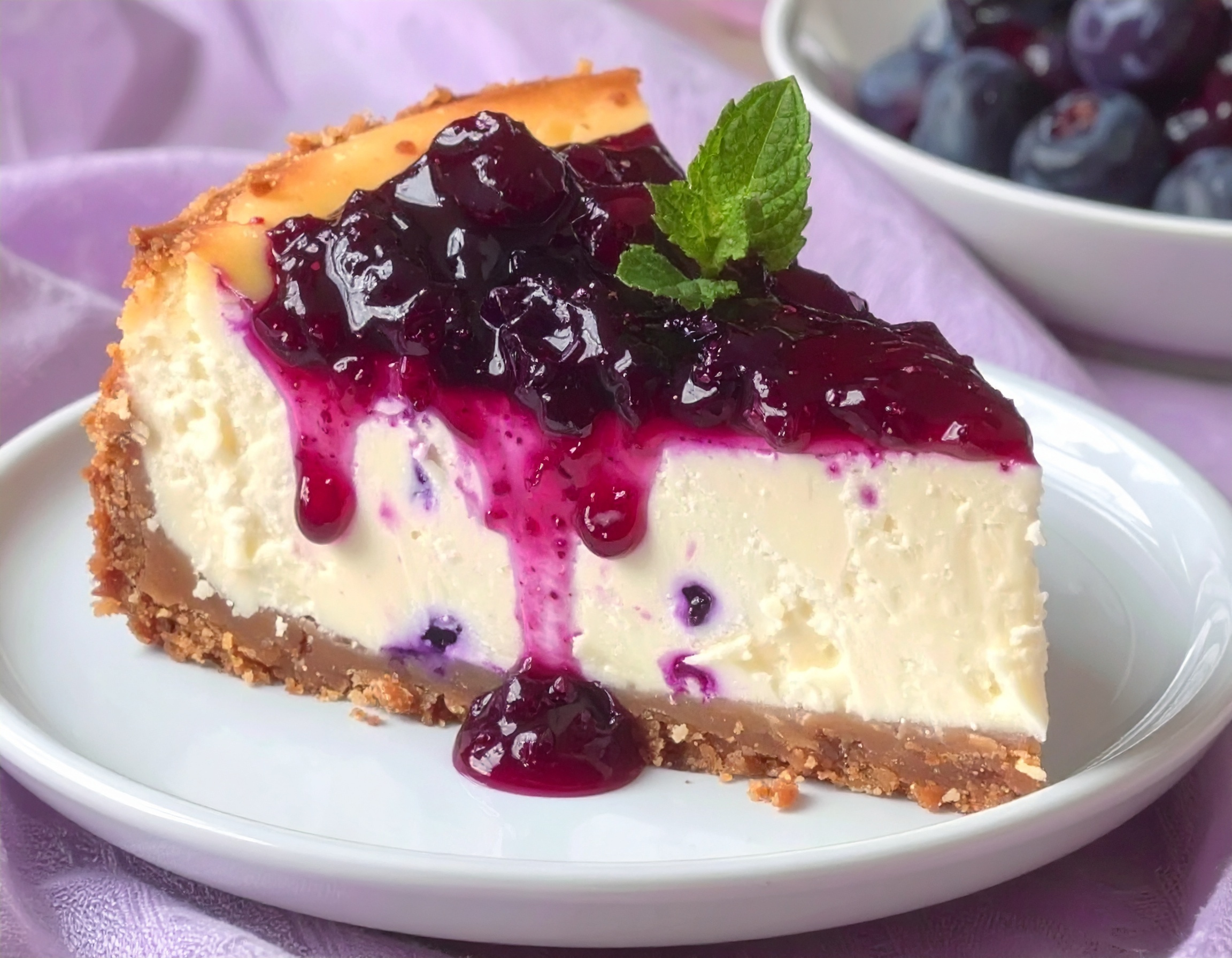 Obrázek receptu na Zdravý pečený cheesecake s borůvkami, krémový, lahodný a snadný