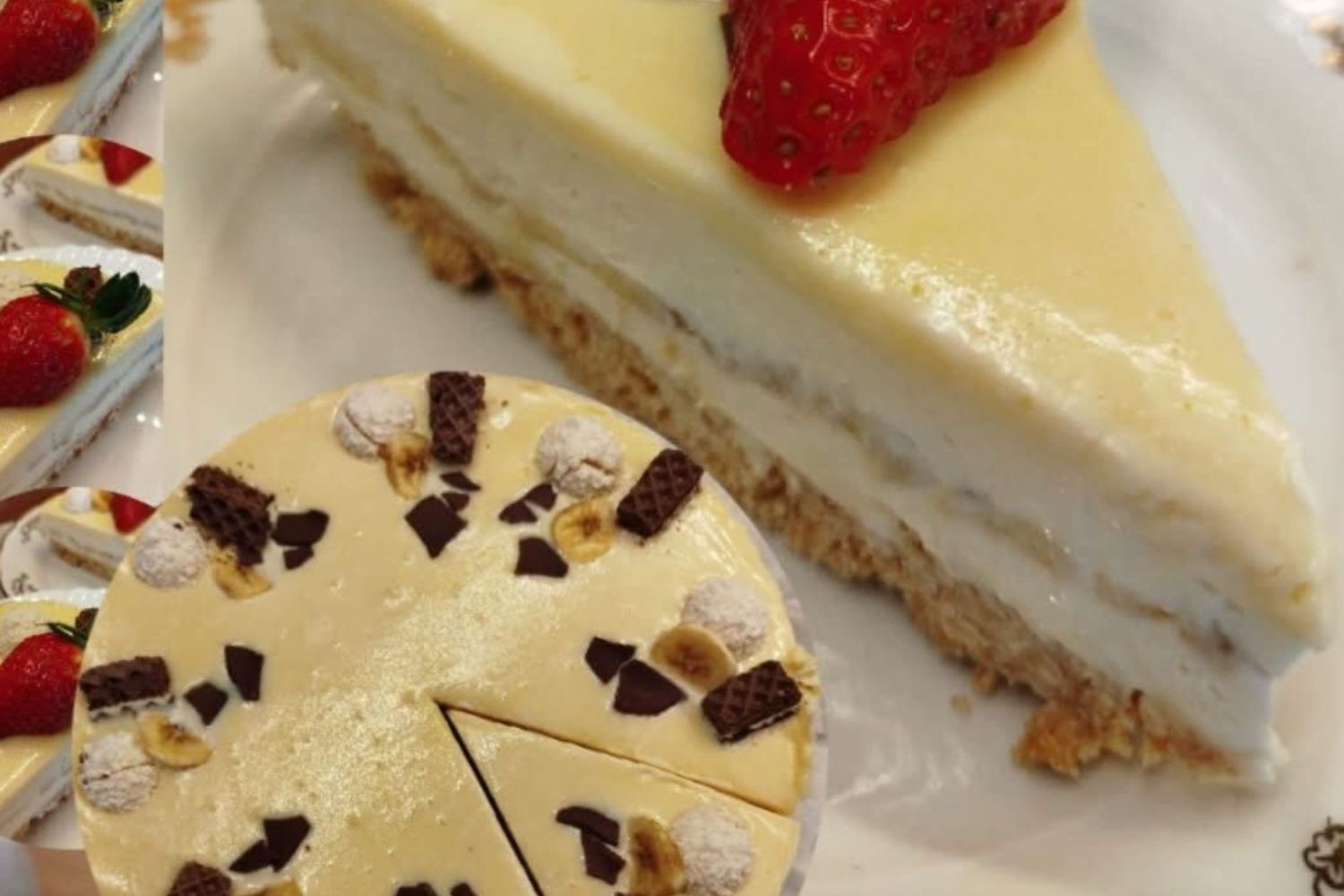 Obrázek receptu na Zlatou neřest na lžičce: Nepečený cheesecake s Mascarpone, bílou čokoládou, vaječným likérem a banánem