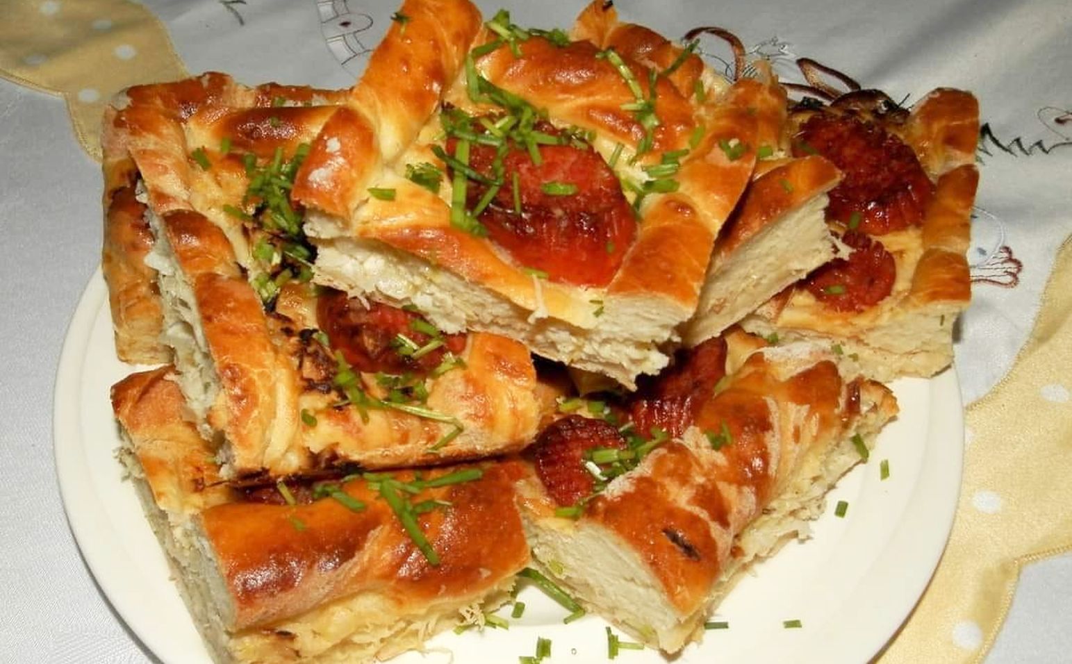 Obrázek receptu na selský sýrový koláč.