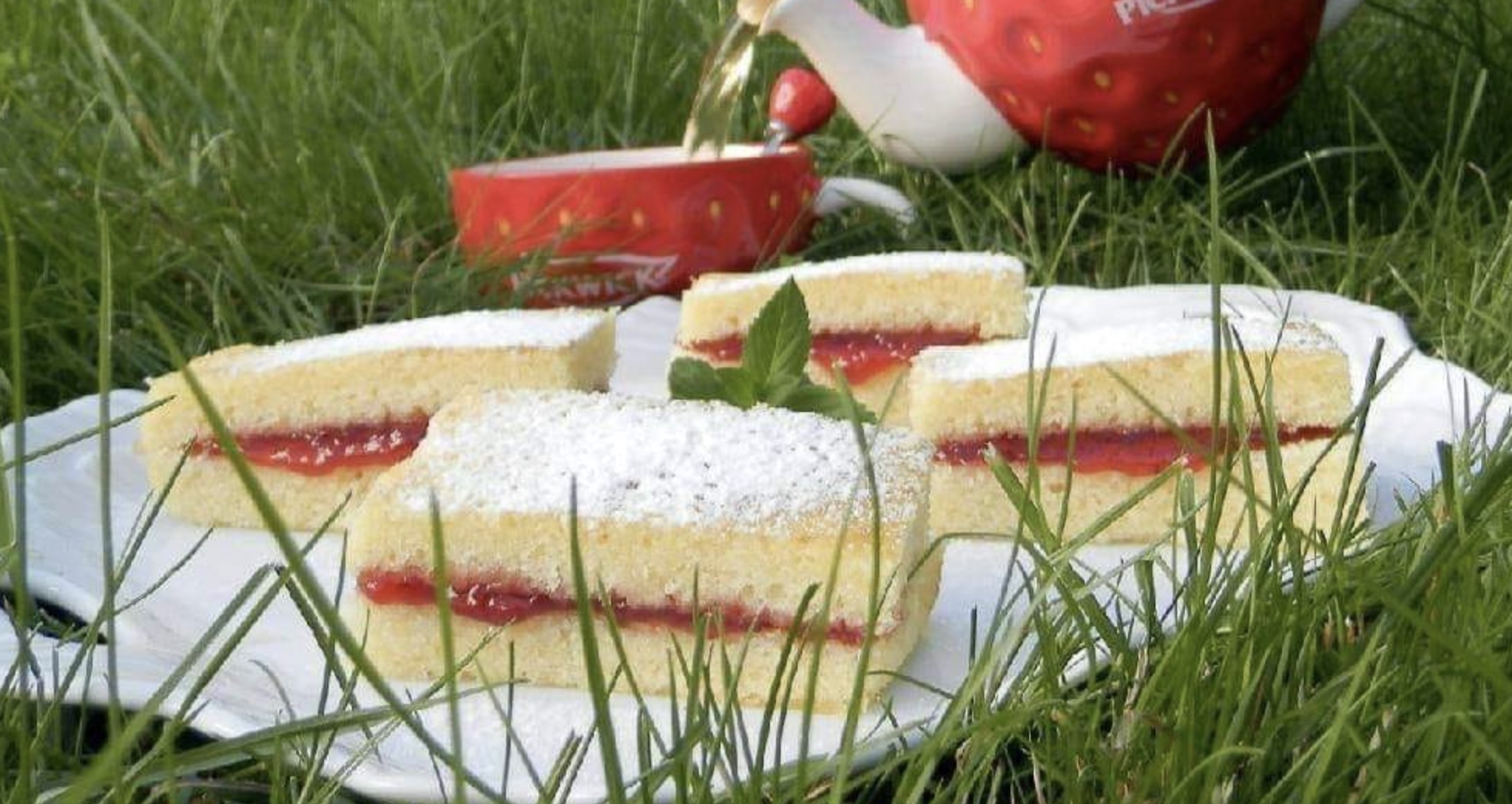 Obrázek receptu na rychlý piškot s domácím jahodovým džemem.