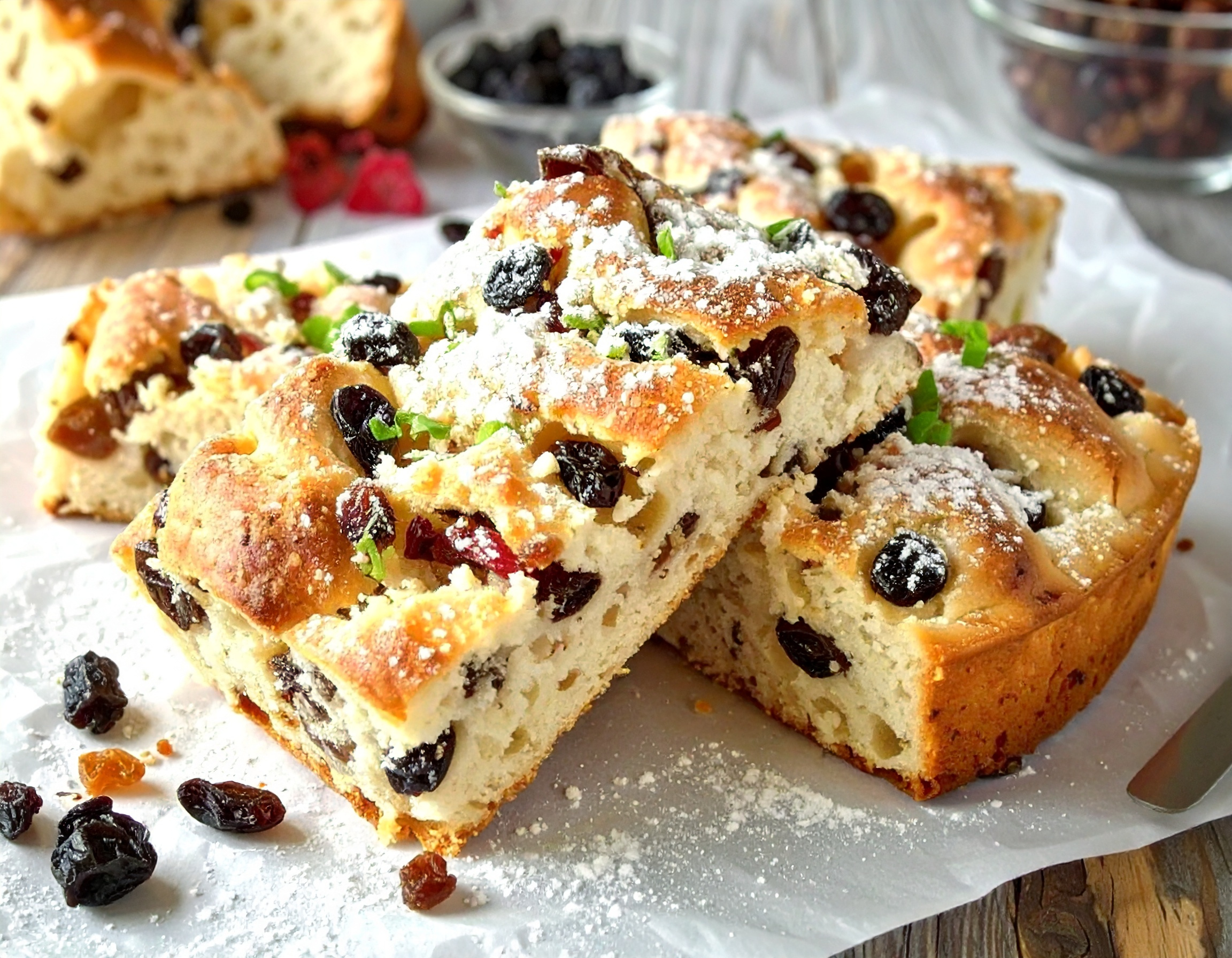 Obrázek receptu na sladkou focaccii.