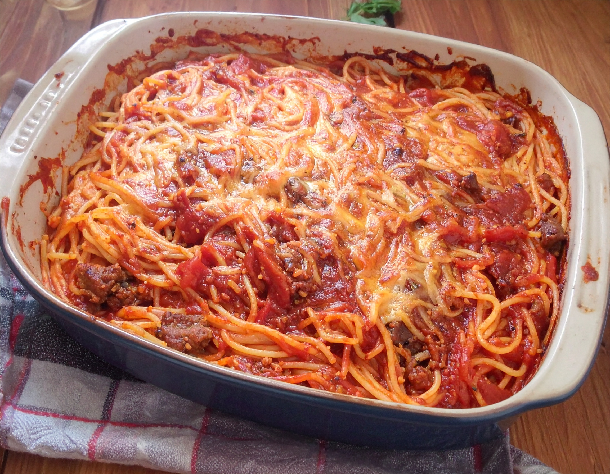 Obrázek k receptu na zapečené špagety s masem