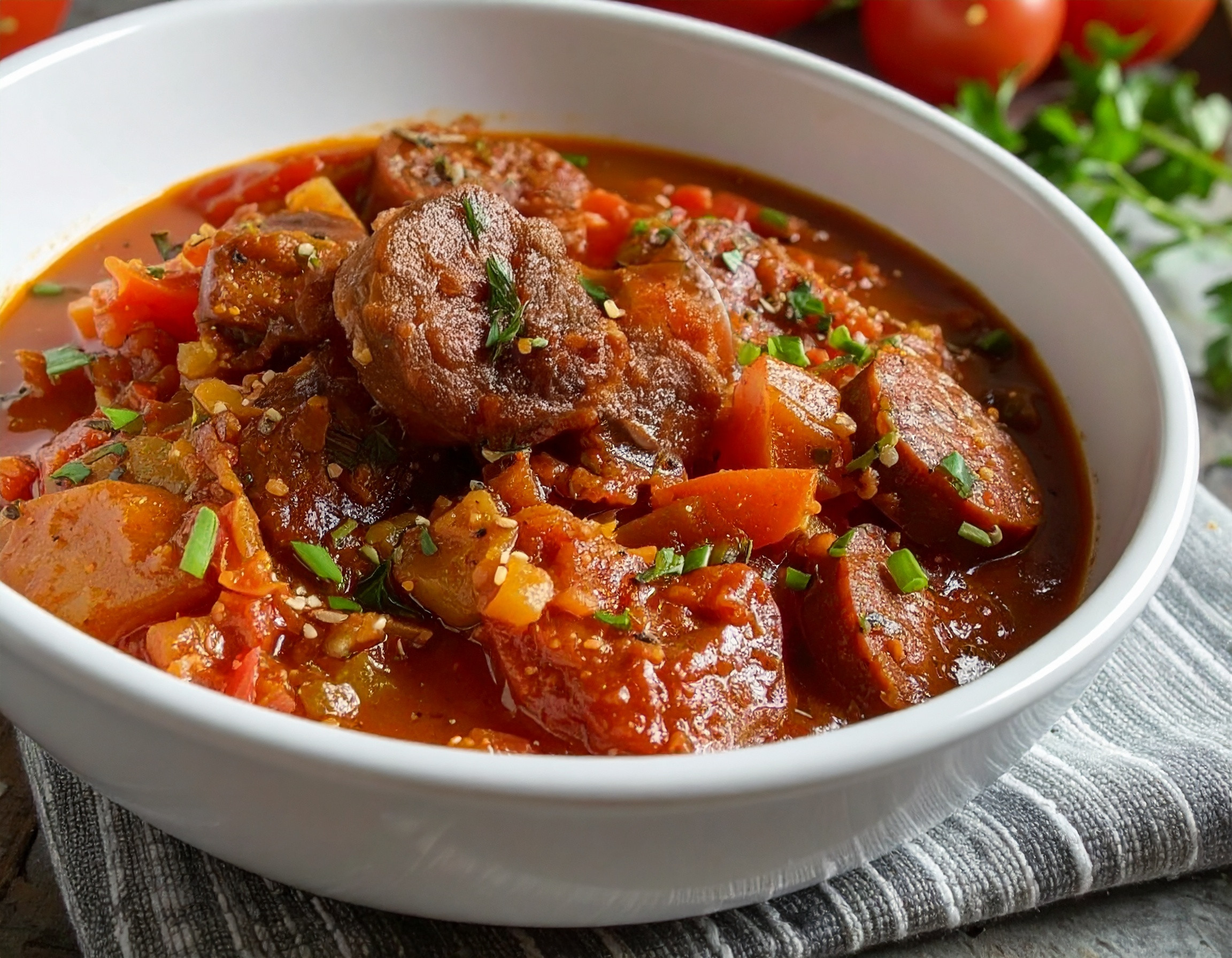 Obrázek receptu na Jídlo vonící podzimem: Zeleninové lečo s klobáskou