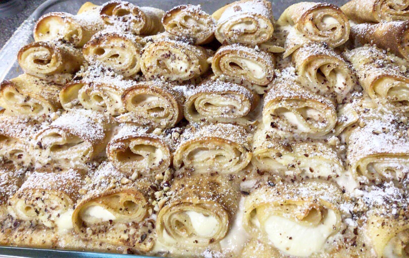 Recept na zapékané sladké palačinky s tvarohovo vanilkovou nádivkou.