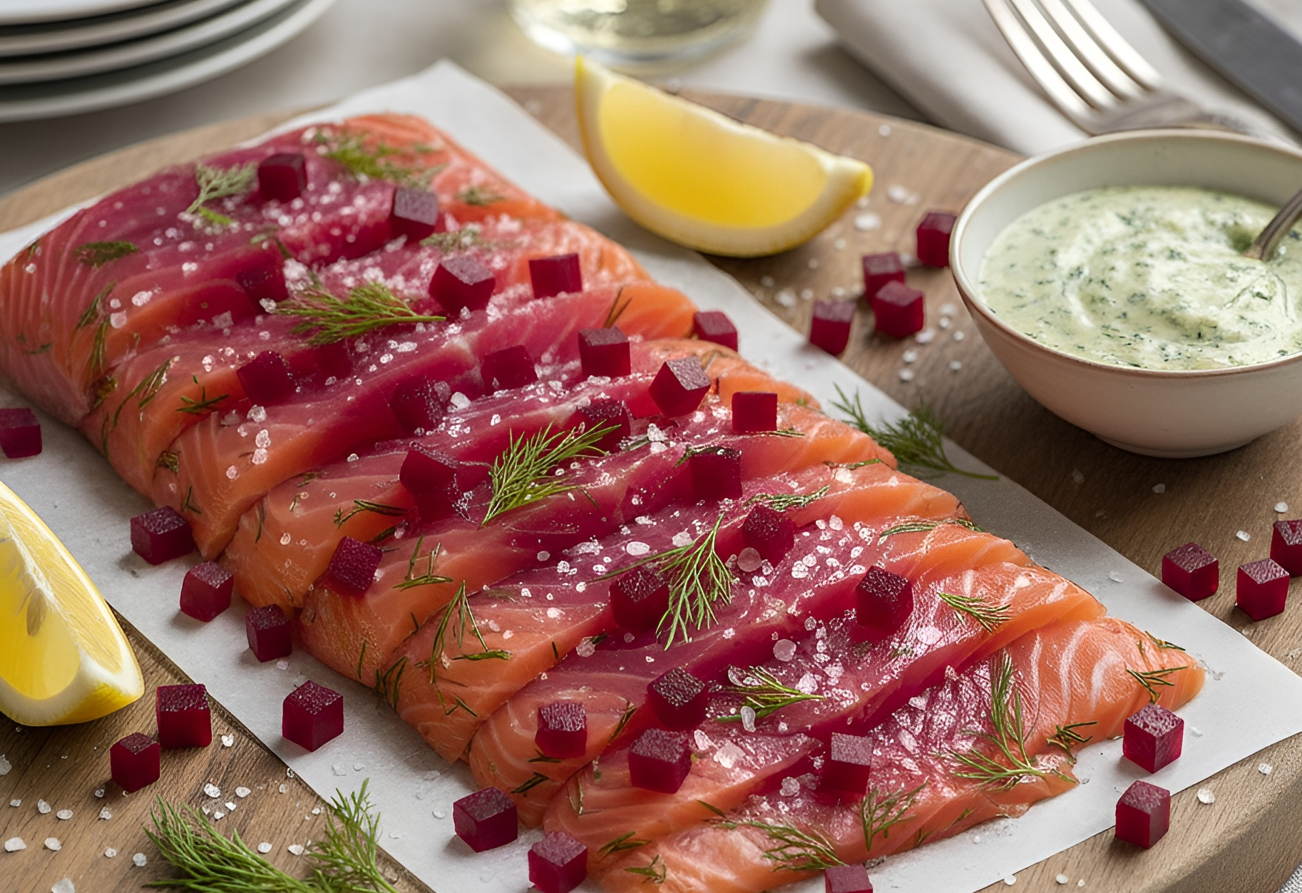 Obrázek k receptu na gravlax s červenou řepou