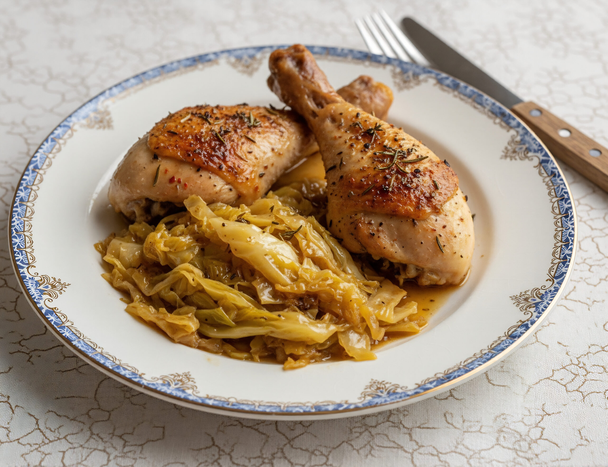 Obrázek k receptu na kuřecí stehna se zelím a tureckou marinádou