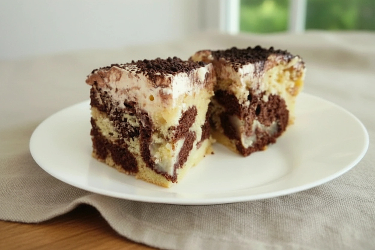 Obrázek receptu na Buchtu snů: mramorovou se šlehačkou a pudinkem