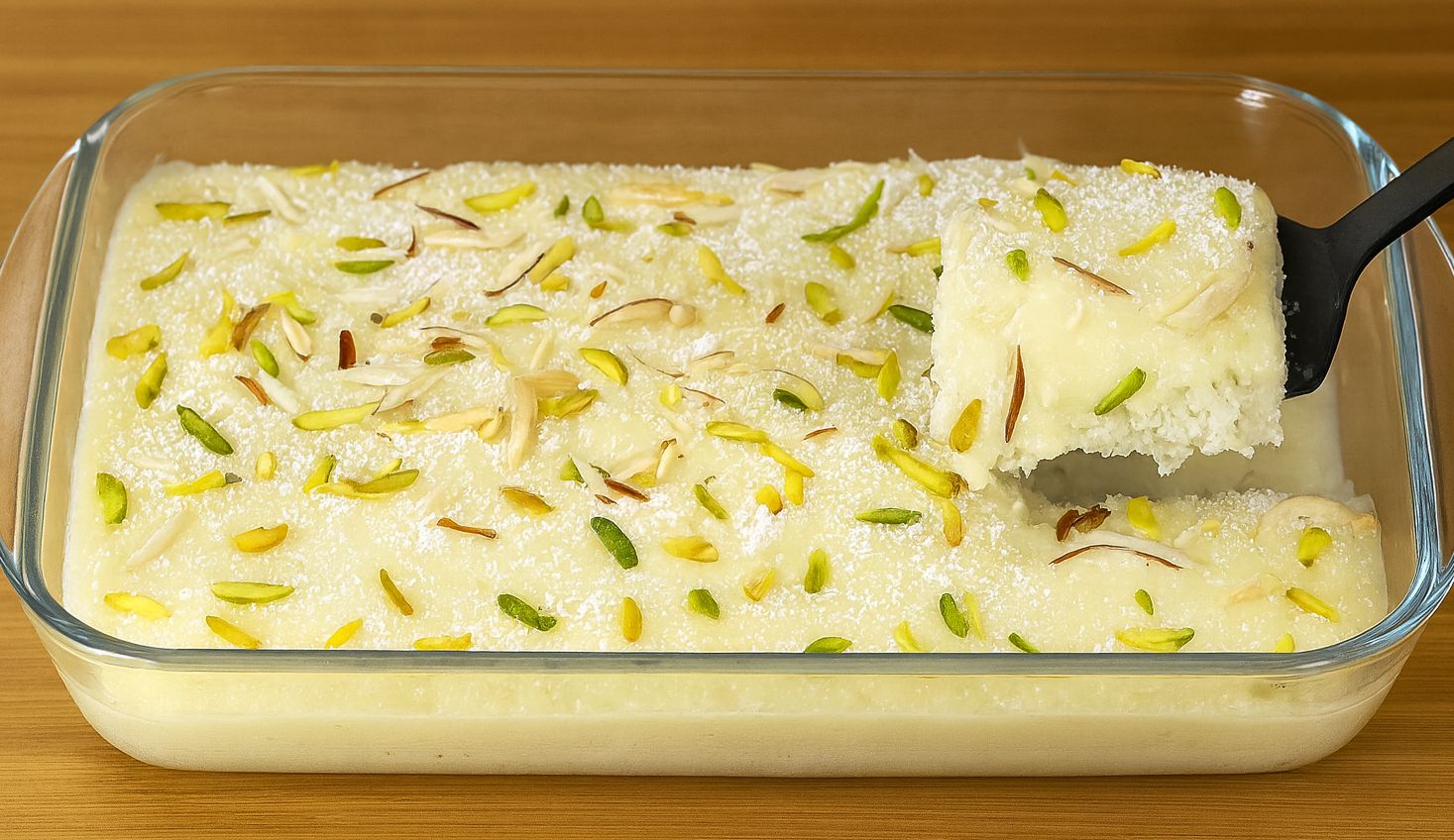 Obrázek receptu na Vrstvený 10-minutový nepečený dezert pro všechny, kdo milují toastový chléb, mléko, sušené mléko a oříšky: chlebový pudink po Česku