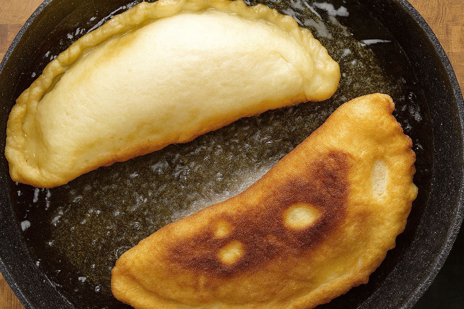 Obrázek receptu na Rumunské langoše plněné třemi druhy sýra, zvyk z horských oblastí Transylvánie a Banátu