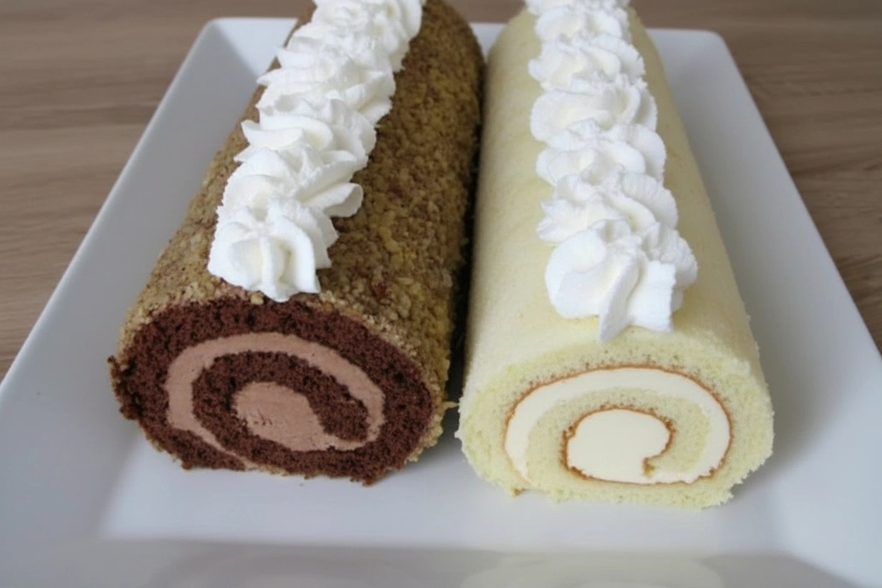 Obrázek receptu na dezert: Dvě rolády z jednoho těsta, rychlý a úžasně jednoduchý a chutný dezert, který nezestárnul