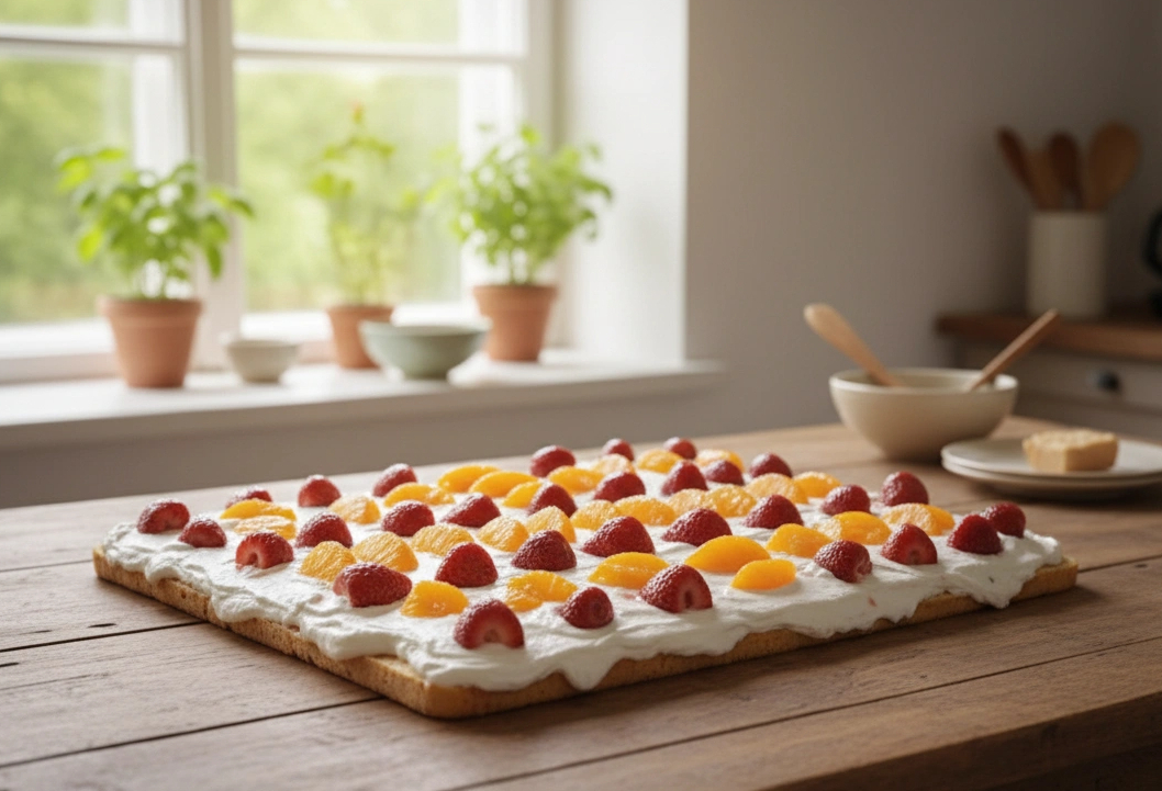 Obrázek k receptu na piškotový moučník s krémem a ovocem