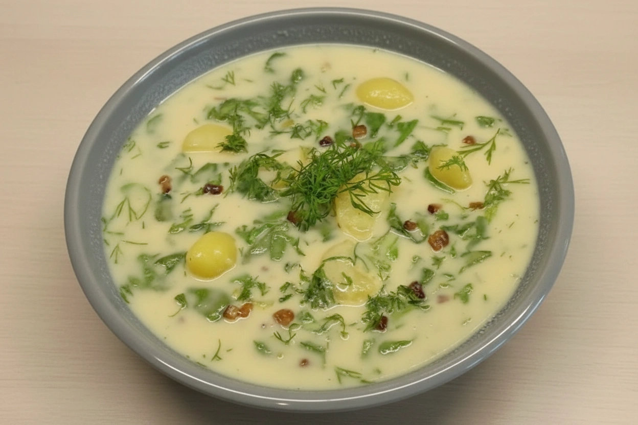 Obrázek receptu na Polévku z listového salátu s koprem, méně známé, ale velmi tradiční jídlo české kuchyně