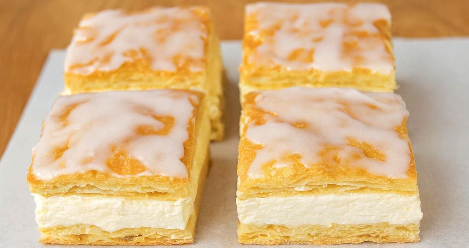 Obrázek receptu na Věnečkové řezy jako z cukrárny - udělejte vláčné odpalované těsto s nadýchaným krémem a máte řezy místo oblíbených věnečků