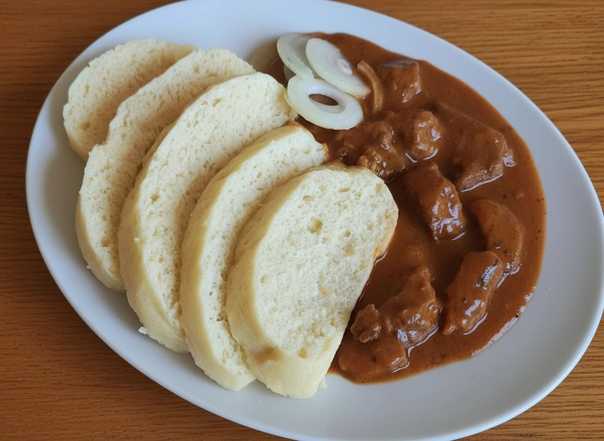 Obrázek k receptu na vídeňský guláš s kynutým knedlíkem