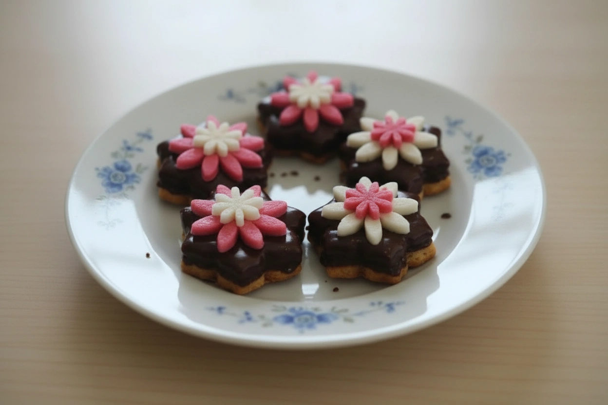 Obrázek k receptu na linecké cukroví zdobené marcipánem