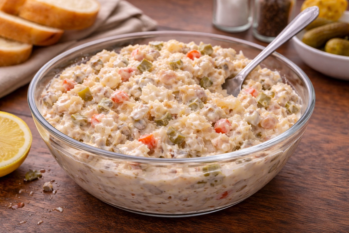 Obrázek k receptu na Rybí salát podle staré receptury. Chuť vás vrátí do dětství