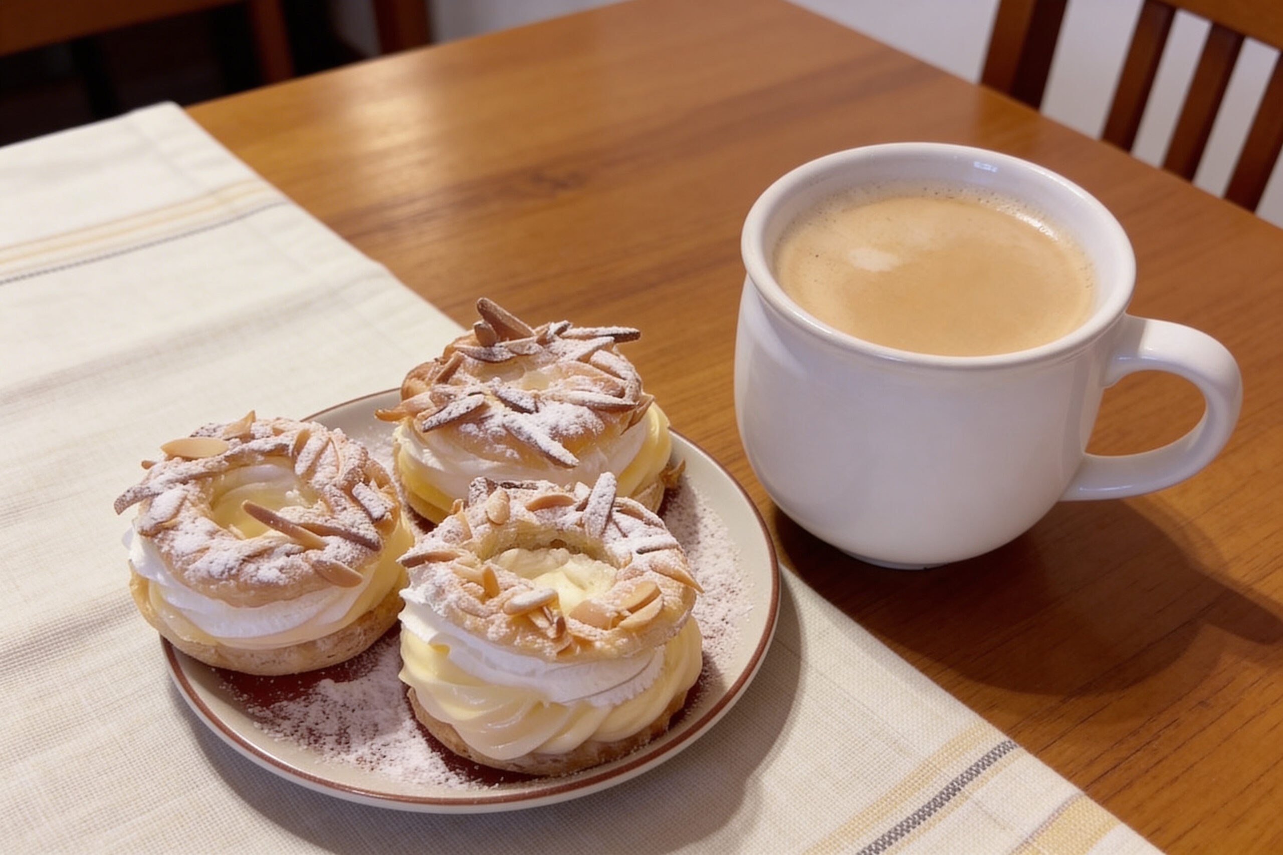 Obrázek receptu na Křehké věnečky z listového těsta s pudinkem a šlehačkou: sladká radost ke kávě, hotová raz dva