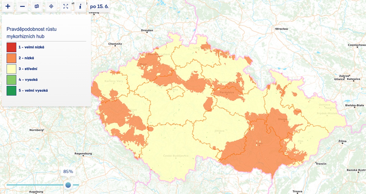 Mapa růstu hub